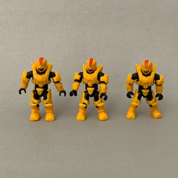 Mega Blok Bloks Halo Spartan Figures Yellow Black Red Lot of 3 - Picture 1 of 2